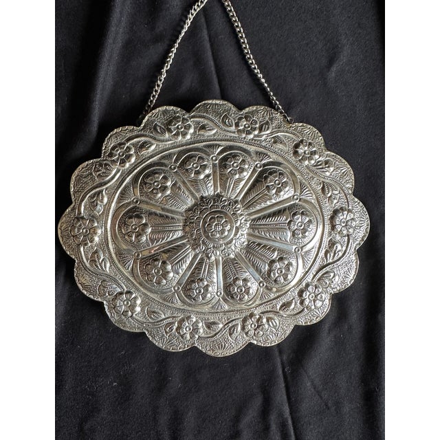 19th C Ottoman Silver Oval Wedding Mirror Decor For Sale - Image 18 of 18