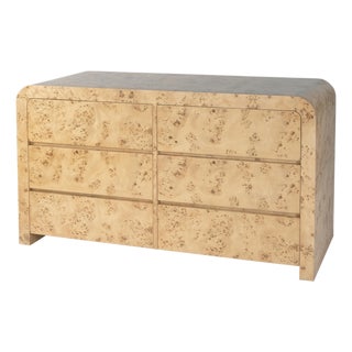 Cora 60.5 in. W Burl Wood 6 Drawer Dresser, Light Burl For Sale