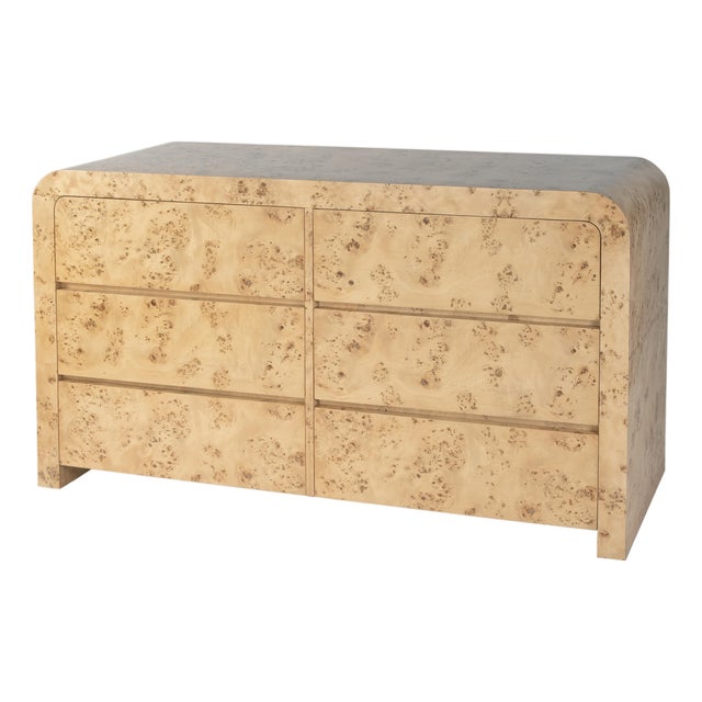 Cora 60.5 in. W Burl Wood 6 Drawer Dresser, Light Burl For Sale