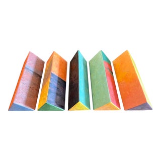 Ruth Bercaw Five-Piece Art Installation "Recumbent Ladder 2" Made in 2003, Oil-Painted Pentahedron Canvases For Sale