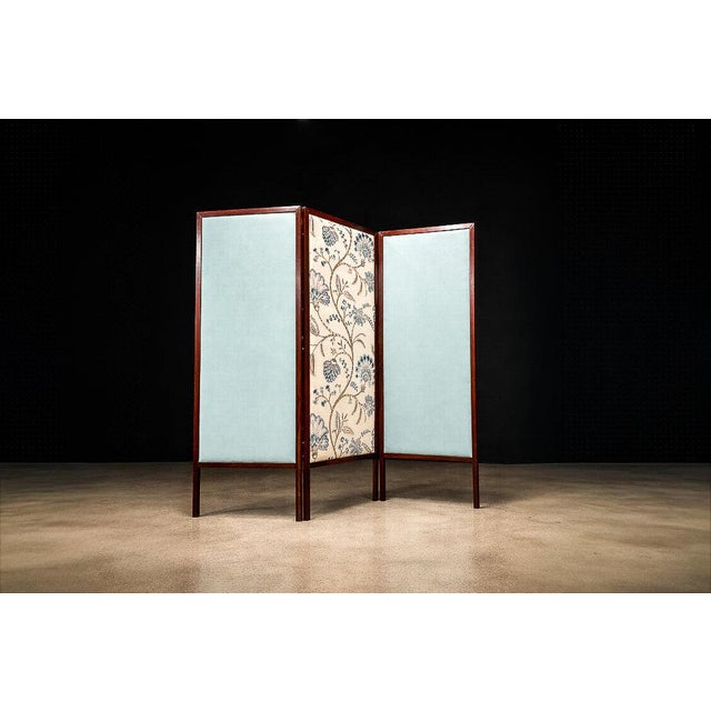 Three-Panel Screen in Brazilian Rosewood & Upholstered Fabrics by Sergio Rodrigues, 1960s For Sale In New York - Image 6 of 9