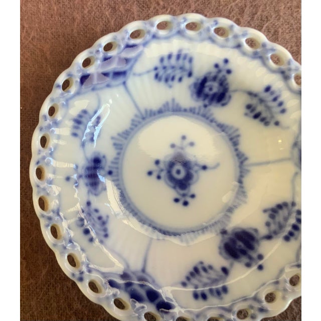 Royal Copenhagan Royal Copenhagen Blue Fluted Full Lace Butter Pat 1004 For Sale - Image 4 of 5