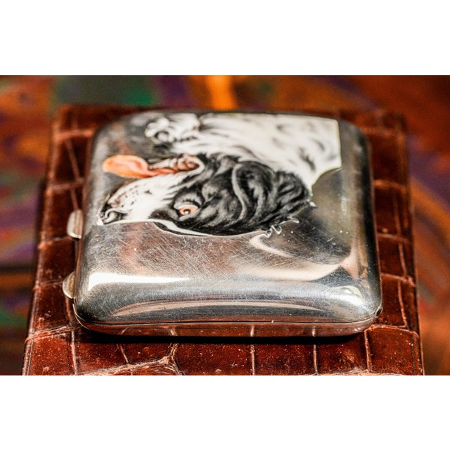 Fantastic Hand Painted Enamel Springer Spaniel Dog 800 Silver Antique Cigarette Case Holder Tobacciana For Sale - Image 17 of 18