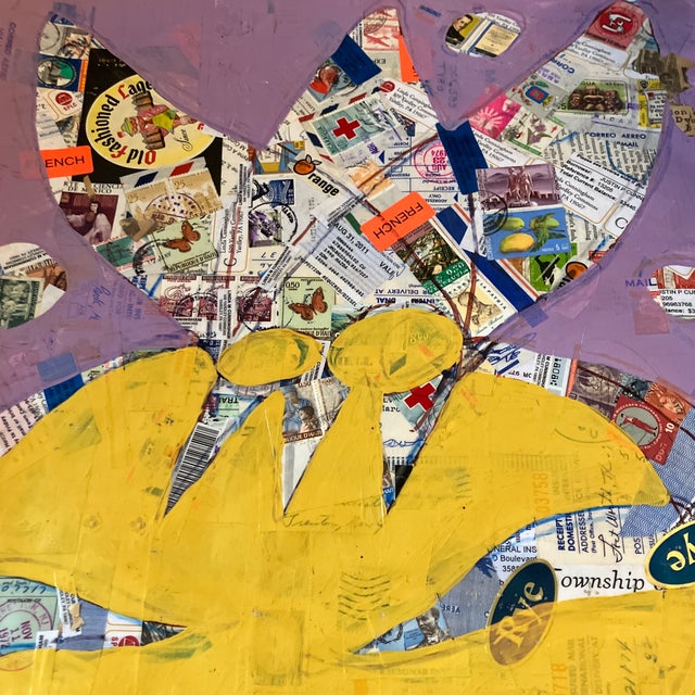 Original 17 x 23.5 painting & collage done with vintage papers on old ledger book pages unframed Check out my shop,...