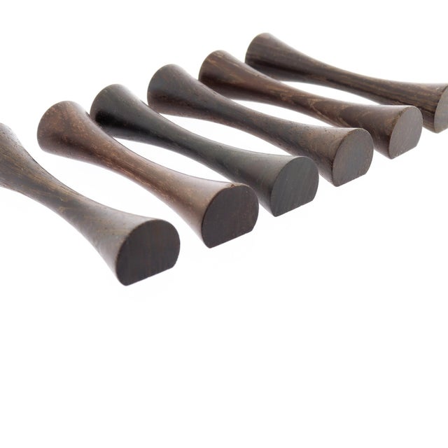 Set of 6 Saap Danish Modern Rosewood Turned Wooden Knife Rest by Michael Bloch For Sale - Image 14 of 15