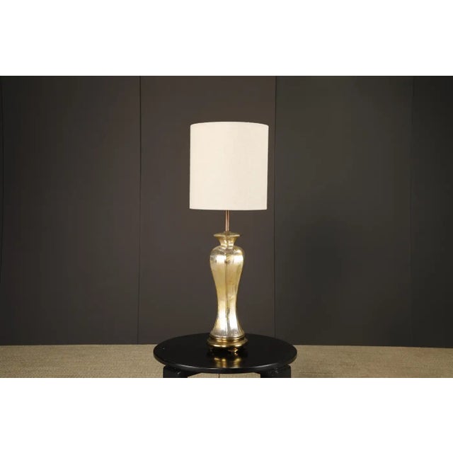 Murano 1950s Italian Mercury Glass Table Lamps With Gilt Brass Bases, Murano - a Pair For Sale - Image 4 of 15