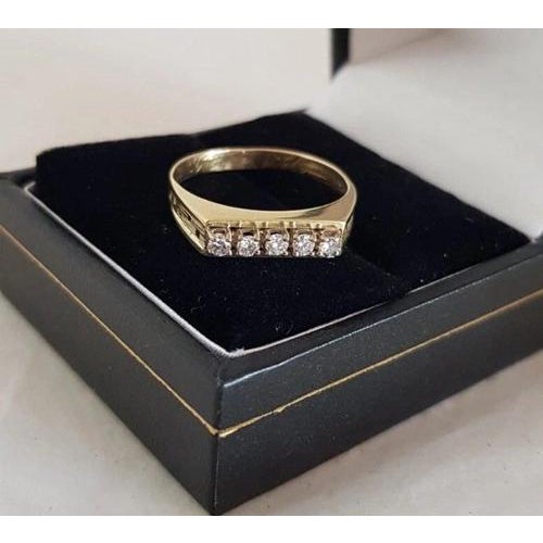 Gold Vintage 14ct Yellow Gold Brilliant-Cut Diamond Dress Ring, 1970s For Sale - Image 8 of 17