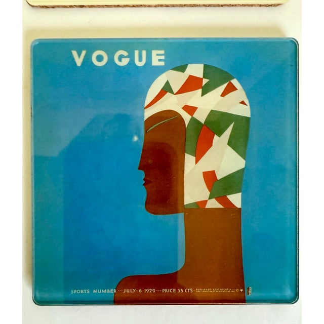 Set of 4 Vogue 1929 Magazine Cover Art Deco Cork-Back Coasters For Sale In Los Angeles - Image 6 of 10