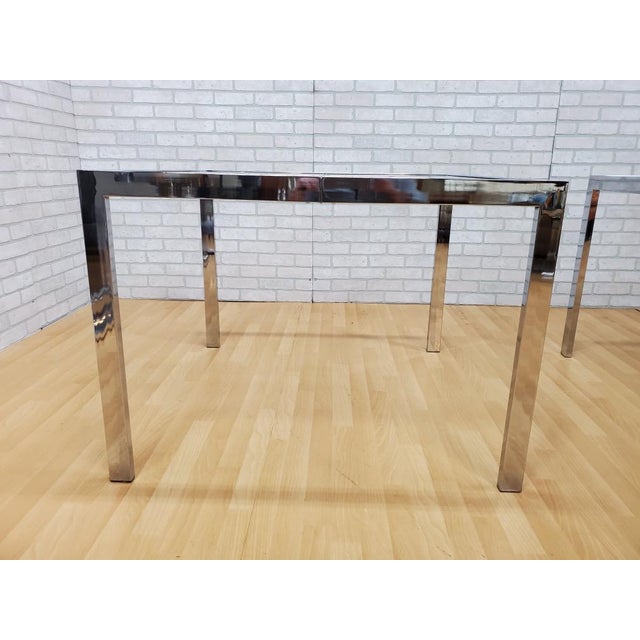 Mid-Century Modern Modernist Milo Baughman for D. I. A. Chrome and Glass Dining Table With 20” Leaf Extension For Sale - Image 3 of 14