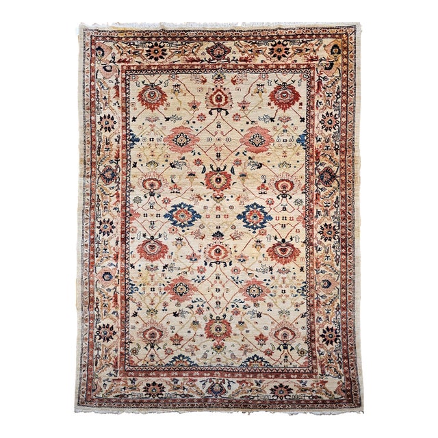 Vintage Persian Mahal Sultanabad Rug, Hand-Knotted, Allover Geometric Pattern For Sale
