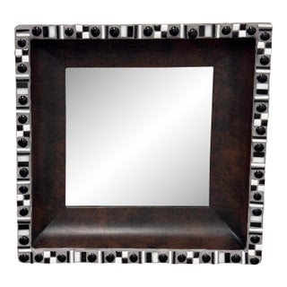 Mychelle Fitzgerald Black + White Mosaic Design Wall Mirror For Sale