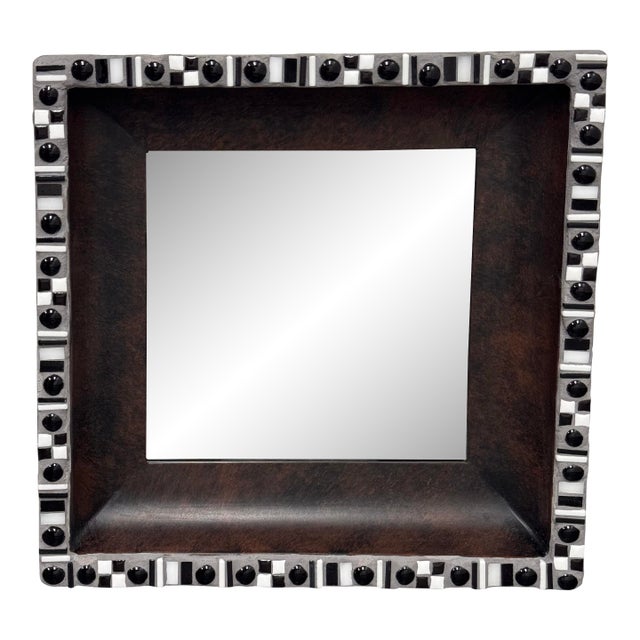 Mychelle Fitzgerald Black + White Mosaic Design Wall Mirror For Sale