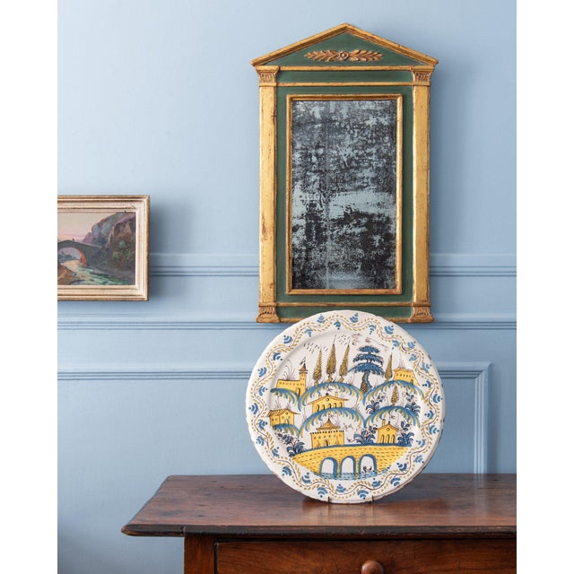 French Empire Green and Giltwood Pediment Mirror, Early 19th Century For Sale - Image 9 of 10