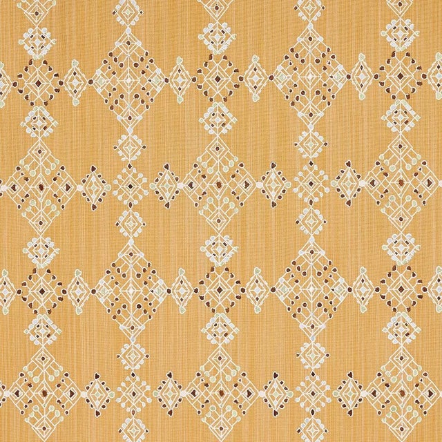 Schumacher Kalindi Embroidery Fabric in Saffron For Sale