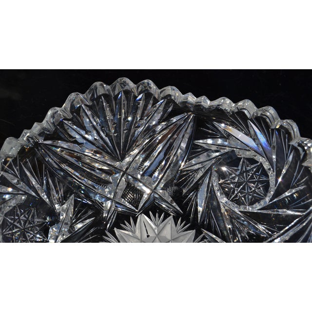 Libbey Glass Co. Early 20th Century American Brilliant Period Cut Glass Bowl Handle Sawtooth 50% Lead For Sale - Image 4 of 16