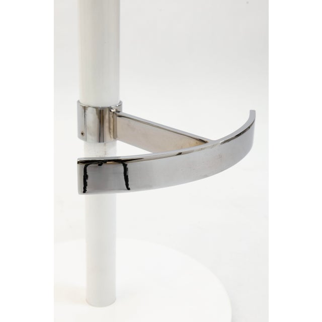 Orange Pair of Elite Modern "Helix" Orange and White Barstools For Sale - Image 8 of 10