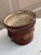 French Red & Gold Tole Cachepot With Lion Head Handles and Pierced Gallery Rim For Sale - Image 4 of 10