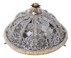 Hollywood Regency Floral Lead Crystal Flush Mount, 1990s