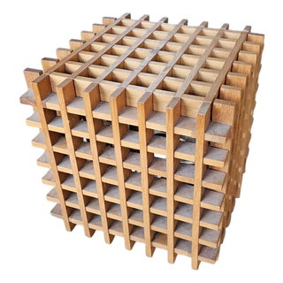 Mid-Century Modern Wood Cube Table Lamp, Italy, 1960s For Sale