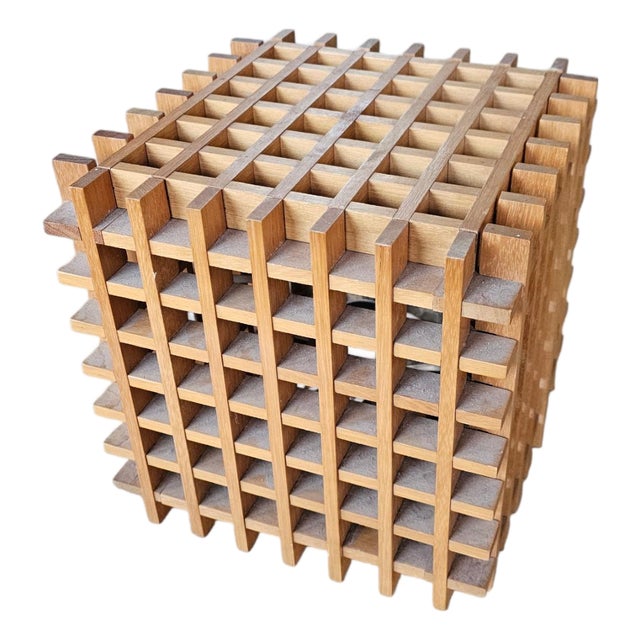 Mid-Century Modern Wood Cube Table Lamp, Italy, 1960s For Sale