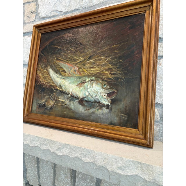 Wood Antique Framed Still Life Oil Painting on Canvas-Alexandre Tielens Belgium For Sale - Image 7 of 10