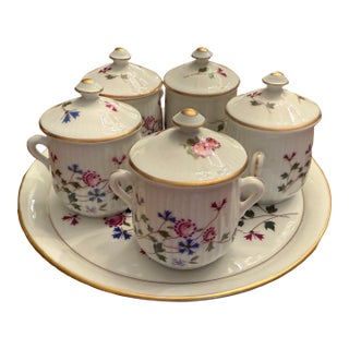 1950s Louis Lourioux “Le Faune” Pot De Crème Set (Tray With 5 Pots) For Sale