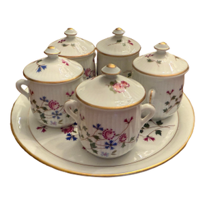 1950s Louis Lourioux “Le Faune” Pot De Crème Set (Tray With 5 Pots)