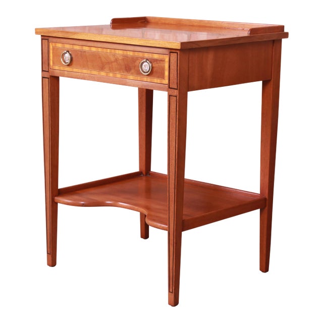 Beacon Hill Collection Federal Style Banded Mahogany Nightstand For Sale