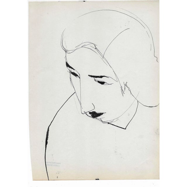 1950s Paul McCarron Modern Portrait Drawing For Sale
