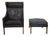 Set of Wing Chair with Ottoman in Black Leather by Børge Mogensen, 1990s For Sale