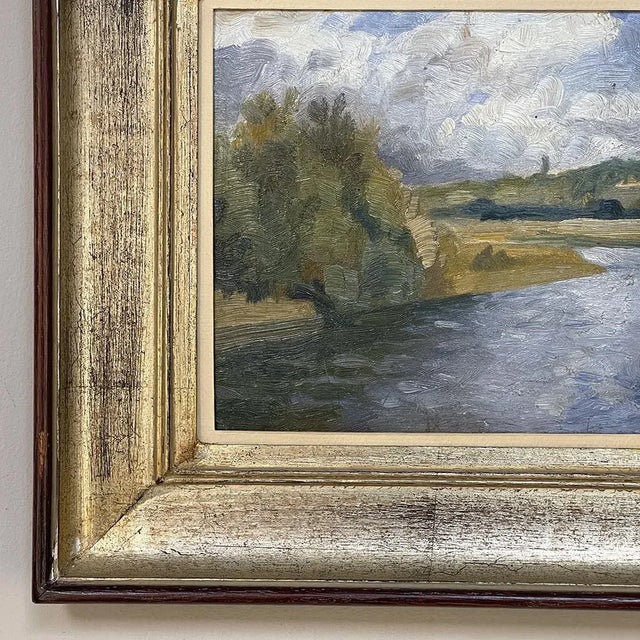 Framed Triptych Oil Painting on Board For Sale - Image 11 of 13