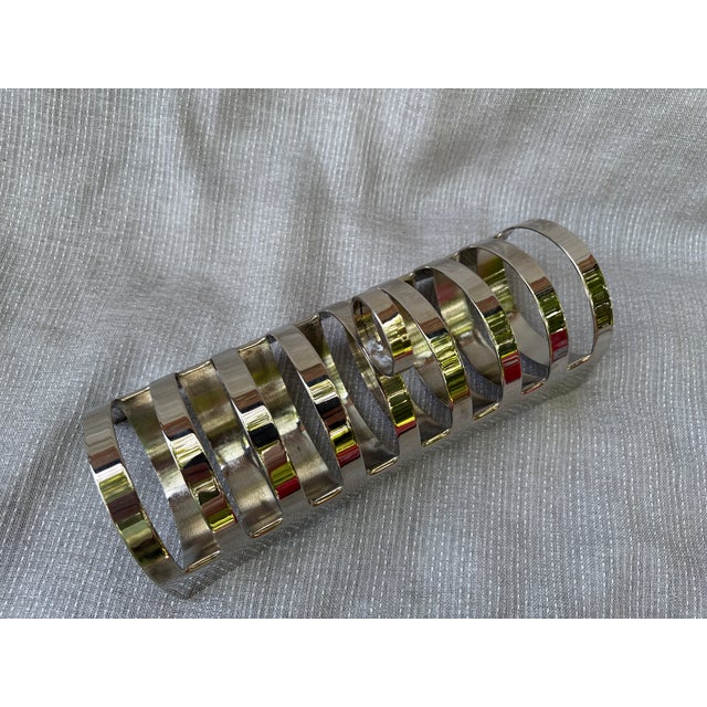 Vintage Modern Silver Plate Toast Rack Holder 8 Slice For Sale - Image 9 of 13