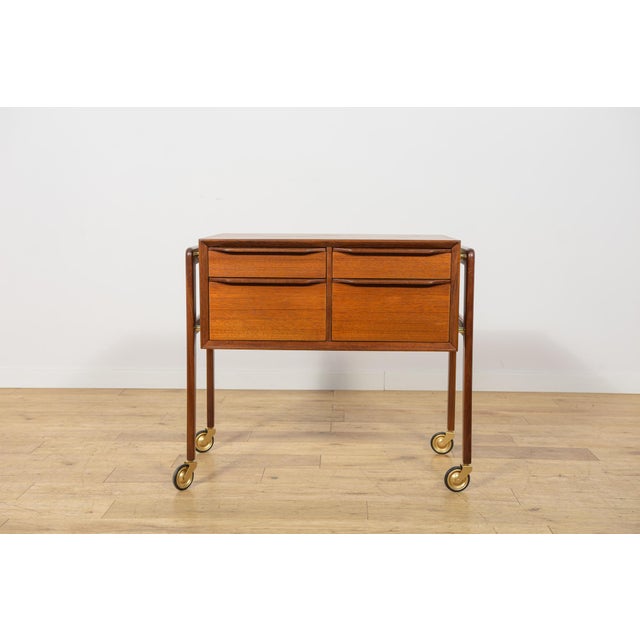 Wood Mid-Century Modern Teak Serving Trolley on Castors, Denmark, 1960s For Sale - Image 7 of 18