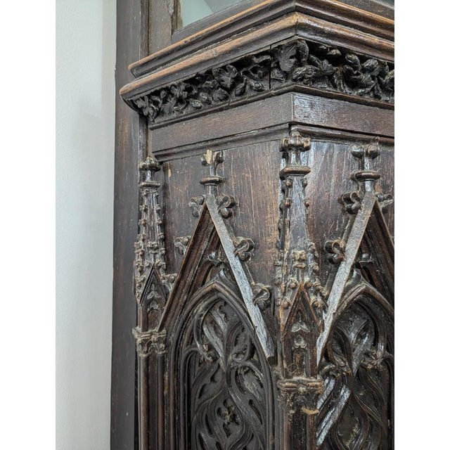 Gothic Style Corner Display Cabinet in Oak For Sale - Image 10 of 11