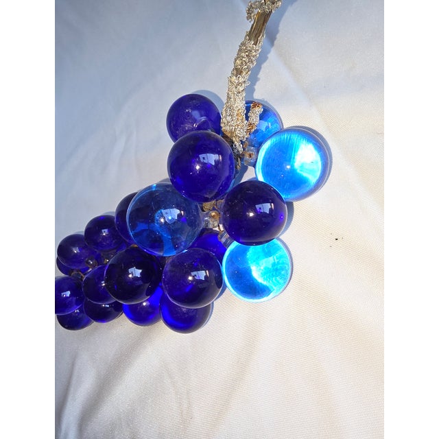 Glass Cobalt Blue Murano Glass Drop Grape Cluster For Sale - Image 7 of 7