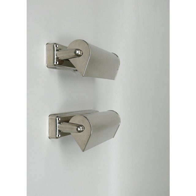 Bauhaus Art Deco Bauhaus Minimalist Nickel Plated Sconces, 1930s, Set of 2 For Sale - Image 3 of 18