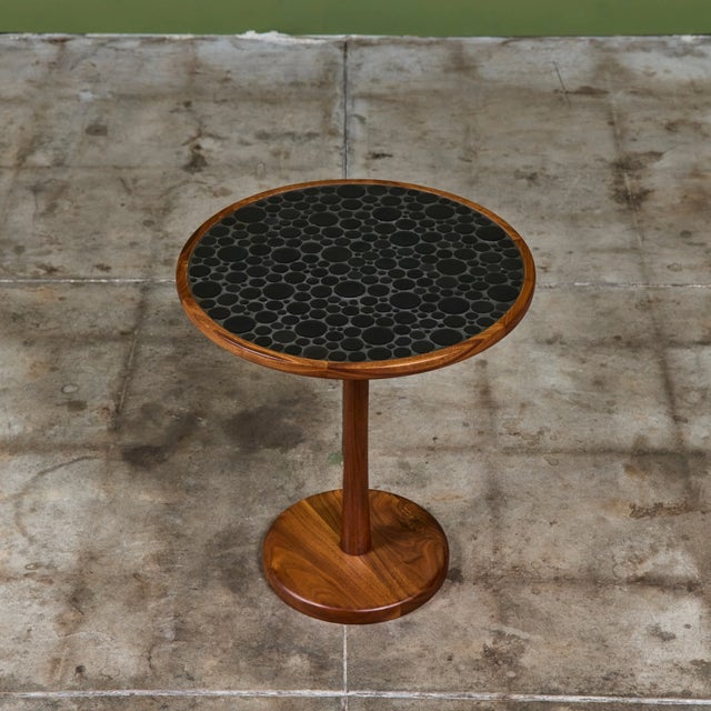 Gordon & Jane Martz Gordon & Jane Martz Mosaic Black Coin Tile Side Table For Sale - Image 4 of 15