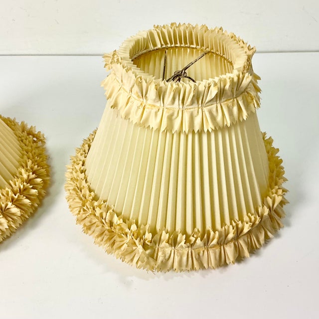 Metal 1940s Vintage Boho Chic Traditional Pleated Lamp Shades - A Pair For Sale - Image 7 of 10