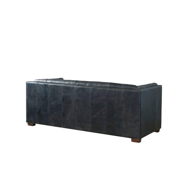 Black Tuxedo Leather Sofa - Slate For Sale - Image 8 of 11