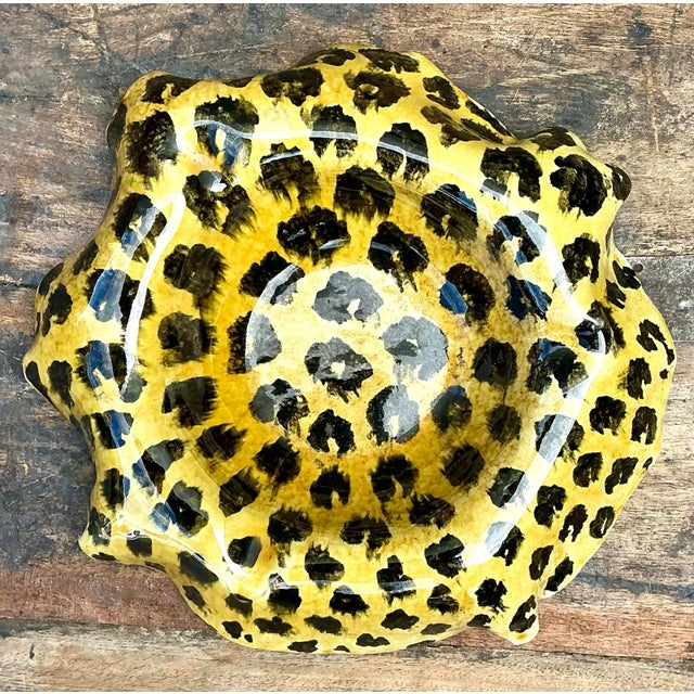 Ceramic Vintage Italian Hand Painted Leopard Bowl For Sale - Image 7 of 12