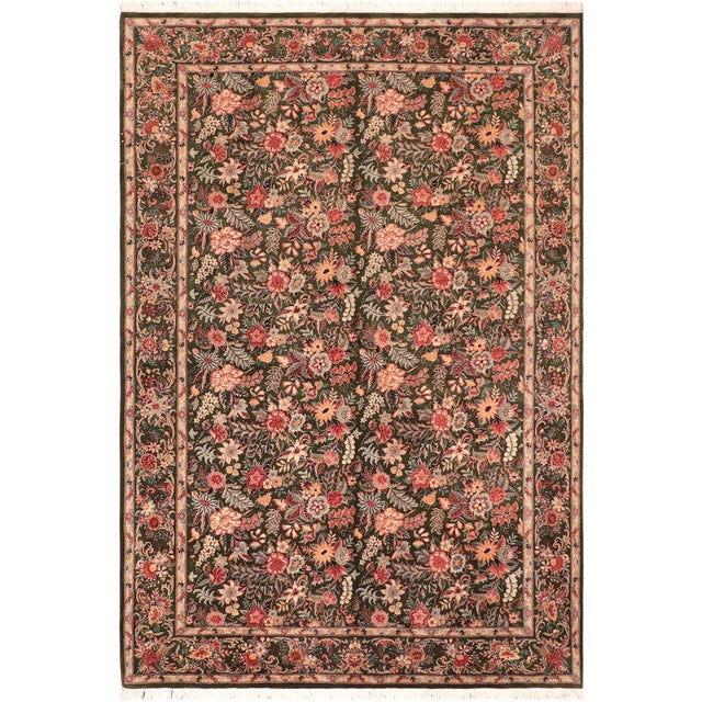 Elegant Floral 1990's Pak-Persian Green/Gold Wool Rug - 6'0'' X 9'3'' For Sale - Image 9 of 9