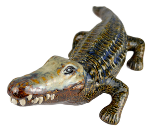 Vintage Ceramic Sculpture of Crocodile from Bassano, Italy, 1980s