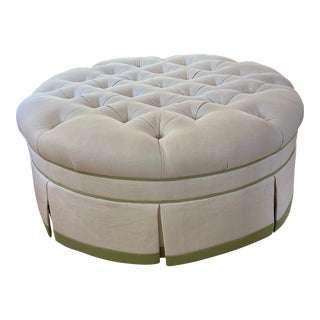 Vanguard Tufted White Ottoman For Sale