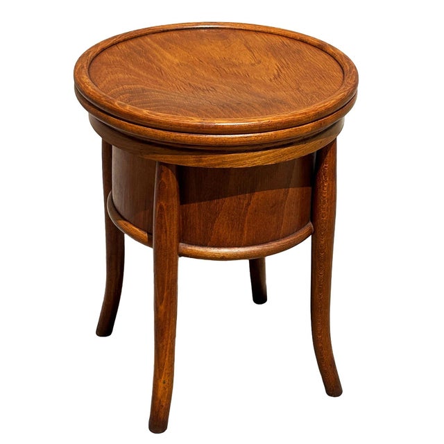 Late Victorian Hand Sculpted Walnut Commode Chamber Pot W/ Lid by Thonet For Sale In Los Angeles - Image 6 of 7