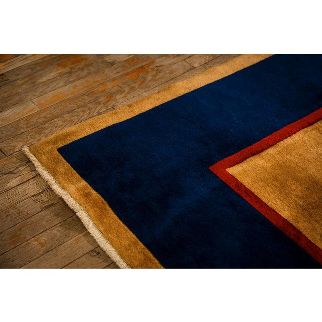 Gold 1920s Antique Warm Gold Ground Floral Modern Knotted Chinese Art Deco Carpet Rug For Sale - Image 8 of 9