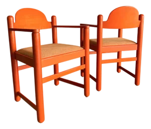 Pair of Vintage Orange Hank Lowenstein Padova Armchairs