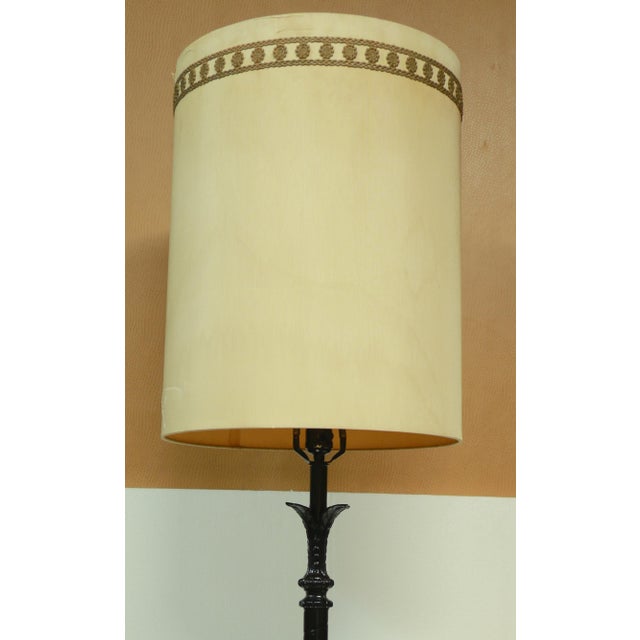 1970s Hollywood Regency e.f. Industries Wrought Iron and Glass Floor Lamp/Side Table For Sale - Image 10 of 13