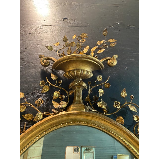 Early 20th Century Vintage Italian Wall Mirror With Metal Floral Accents - Early 20th C For Sale - Image 5 of 10