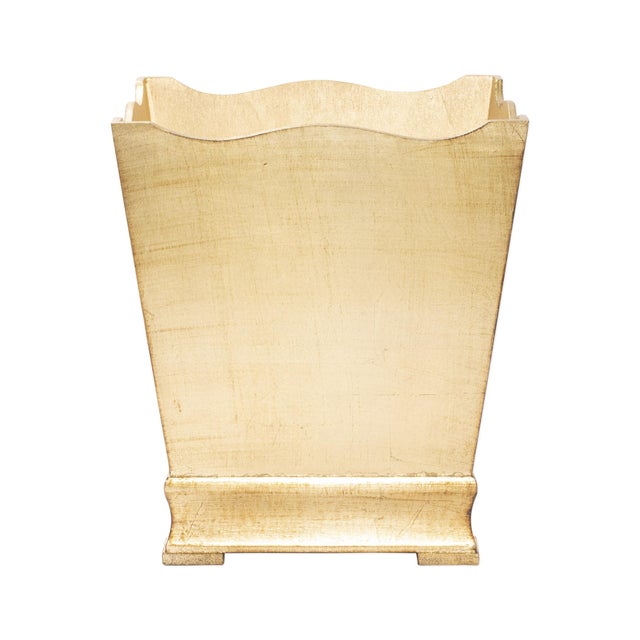 Traditional VIETRI Florentine Wooden Accessories Gold Wastebasket For Sale - Image 3 of 3