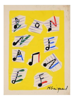 Composition with Letters and Notes - Original Tempera by M. Guignard - Late 1900 Late 1900